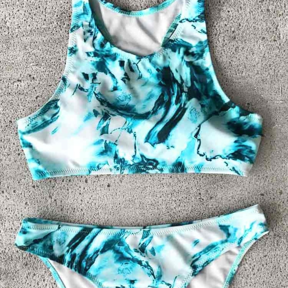 NWT - CupShe Chilly Ocean Water Tank Bikini Set XL